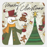 Merry Christmas Classic Icons Products Square Sticker