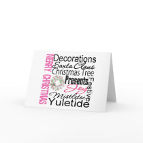 Merry Christmas Collage Pink Wreath cards by giftsforawareness Merry Christmas Collage Pink Wreath cards