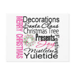 Merry Christmas Collage Pink Wreath Post Cards