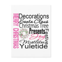 Merry Christmas Collage Pink Wreath Postcard