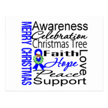 Merry Christmas Colon Cancer Ribbon Collage Postcards