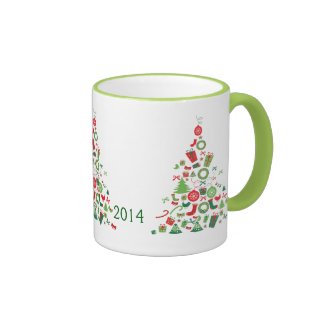 Merry Christmas Colorful Christmas Tree Coffee Mugs