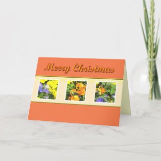 Merry Christmas colorful pansies Greeting Card