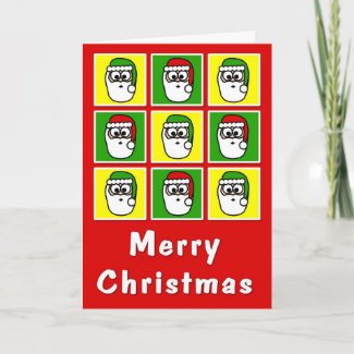 Merry Christmas Colorful Santas Greeting Cards