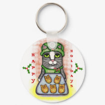 Merry Christmas Cookie Cat Keychain / Ornament