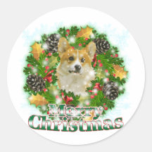 Merry Christmas Corgi Sticker