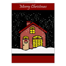 Merry Christmas Cottage Greeting Card