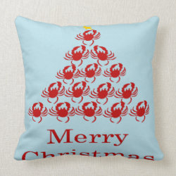 Merry Christmas Crab Throw Pillows
