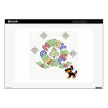 Merry Christmas Cross Stitch by Pup Decals For 15" Laptops