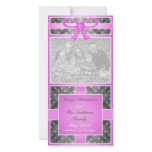 Merry Christmas Custom Photo Fuschia Black Pink Photo Cards