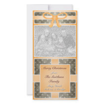 Merry Christmas Custom Photo Orange Brown Customized Photo Card