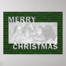 Merry Christmas Cut Out Photo Frame Green Posters