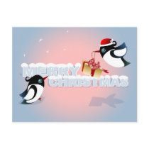 Merry Christmas - Cute Birds Christmas Present postcards