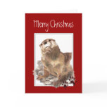 Merry Christmas, Cute Otter Animal Greeting Cards