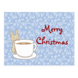 Merry Christmas Cute Rabbit Coffee Postcard