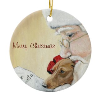 Merry Christmas Dachshund & Santa Art Ornament