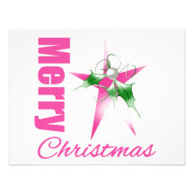 Merry Christmas Decorated Star Custom Invite