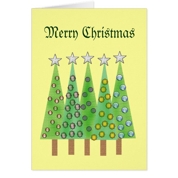 Merry Christmas Decorative Trees Custom Greeting Greeting Card