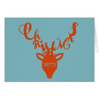 Merry Christmas Deer Card - Red
