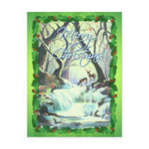 MERRY CHRISTMAS DEER & HOLLY by SHARON SHARPE postcards