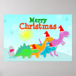 Merry Christmas Dinosaurs Poster posters