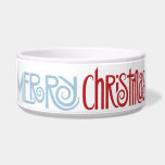 Merry Christmas dusk blue Large Pet Bowl