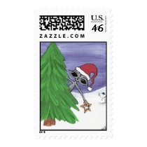 Merry Christmas Earthlings Alien postage