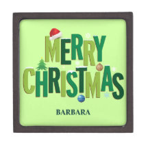 Merry Christmas Elements Emerald Premium Gift Boxes