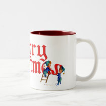 MERRY CHRISTMAS ELVES by SHARON SHARPE mugs