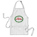 MERRY CHRISTMAS ELVES & HOLLY by SHARON SHARPE aprons