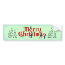 MERRY CHRISTMAS ELVES, SNOWFLAKES by SHARON SHARPE bumper stickers
