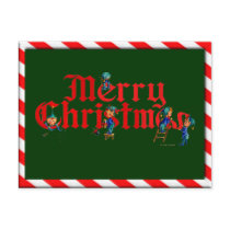 MERRY CHRISTMAS ELVES & STRIPES by SHARON SHARPE postcards by sharonsharpe MERRY CHRISTMAS ELVES & STRIPES by SHARON SHARPE postcards