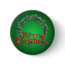 MERRY CHRISTMAS ELVES & WREATH by SHARON SHARPE buttons by sharonsharpe MERRY CHRISTMAS ELVES & WREATH by SHARON SHARPE buttons