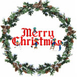 MERRY CHRISTMAS ELVES & WREATH by SHARON SHARPE