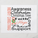 Merry Christmas Endometrial Cancer Ribbon Collage Flyers