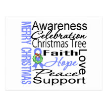 Merry Christmas Esophageal Cancer Ribbon Collage Postcards