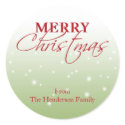 Merry Christmas falling snow name holiday gift tag sticker