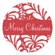 Merry Christmas Fern Flora Envelope Sticker Seal