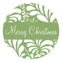 Merry Christmas Fern Flora Envelope Sticker Seal