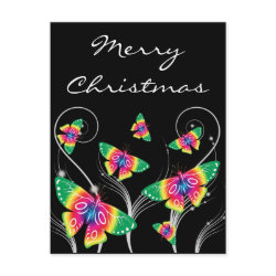 Merry christmas festive butterflies postcard