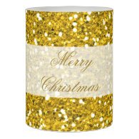 Merry Christmas Festive Gold Glitter Flameless Candle