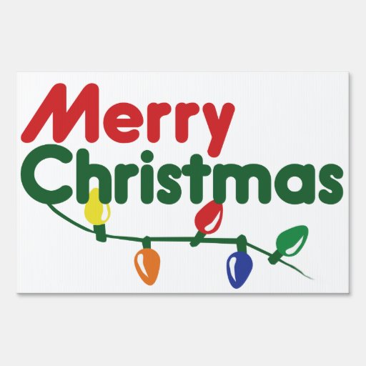 Merry Christmas Festive Lights Lawn Sign | Zazzle