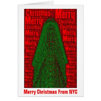 Merry Christmas Flatiron Building Word Art Card 01