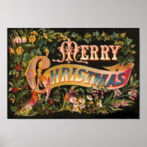 Merry Christmas floral design Poster