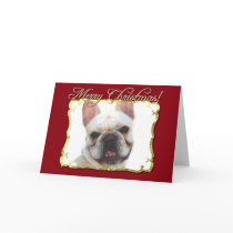 Merry Christmas French bulldog greeting card