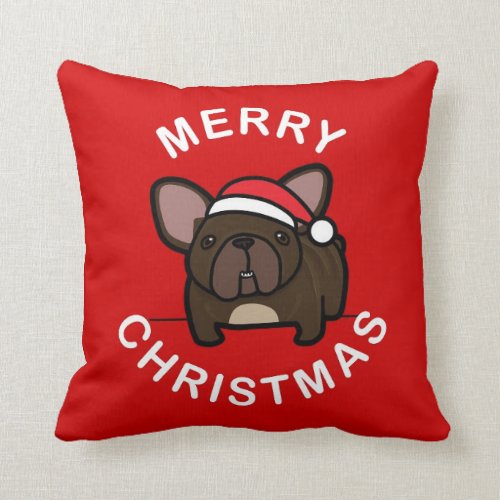 frenchie christmas pillow