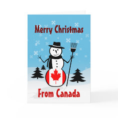 Merry Christmas From Canada Snowman Canadian Flag card