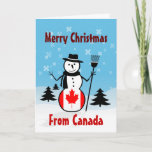 Merry Christmas From Canada Snowman Canadian Flag