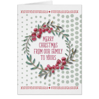 Merry Christmas From Our Family To Yours Cards  Zazzle