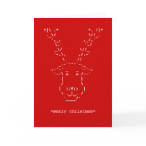 Merry Christmas Geek Reindeer ASCII Art card